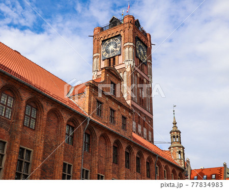 Clock Tower of Old Town Hall (Ratusz Staromiejski) in Torun, Poland. August 2019 77834983