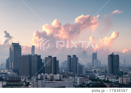 Bangkok city with skyscraper building in the morning at business district Bangkok city with skyscraper building in the morning at business district 77836567