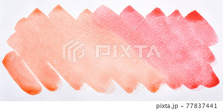 a photo image of abstract orange and red watercolor on paper, hand paint of red orange and red watercolor gradient for background, wet technique on paper to mix difference color 77837441