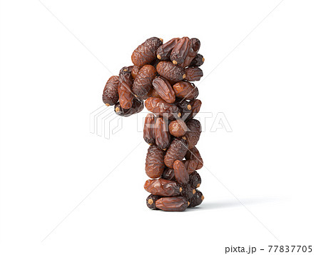 number 1 shaped date palm fruits, 3d illustration 77837705