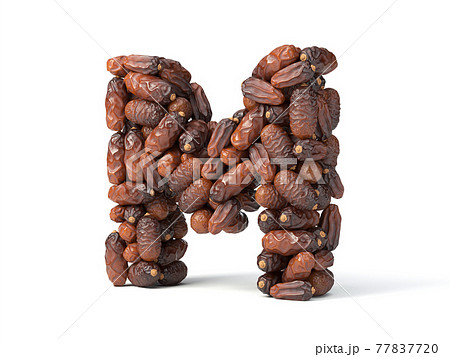 Letter M shaped date palm fruits, 3d illustration 77837720