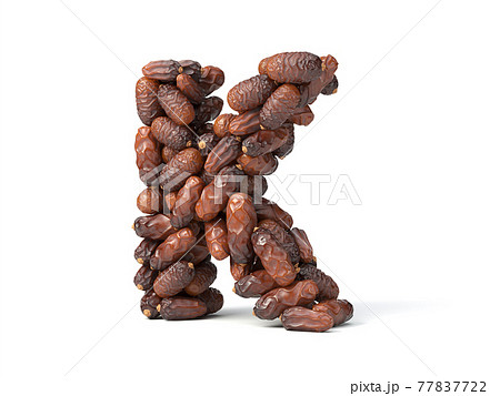 Letter K shaped date palm fruits, 3d illustration 77837722