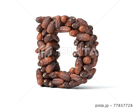 Letter D shaped date palm fruits, 3d illustration 77837728