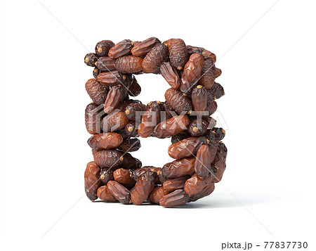 Letter B shaped date palm fruits, 3d illustration 77837730