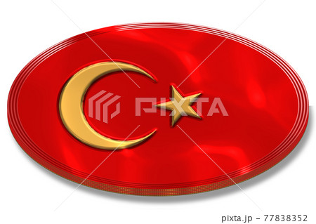3DCGで作成したメタル製のトルコ国旗の金メダル 77838352