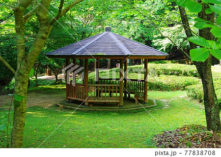 滋賀県甲賀市　鶏鳴の滝周辺の景色　東屋 77838708