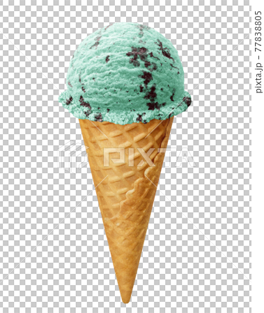 アイスクリーム チョコミント イラスト リアル コーン アイスクリーム チョコミント イラスト リアル コーン 77838805