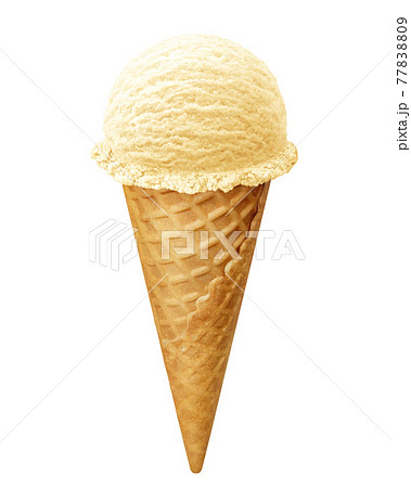 アイスクリーム バニラ ミルク イラスト リアル コーンのイラスト素材 7709