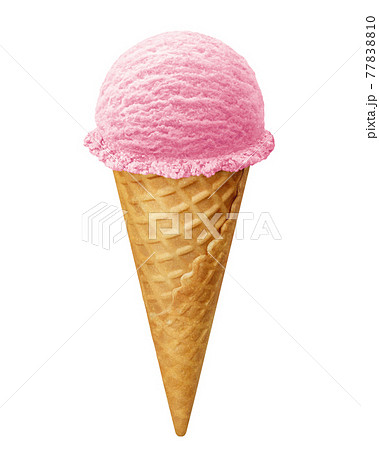 アイスクリーム いちご イチゴ イラスト リアル コーンのイラスト素材 7710