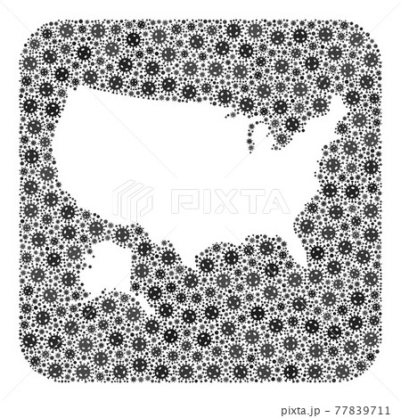 Map of USA and Alaska - Covid Mosaic with Stencil 77839711