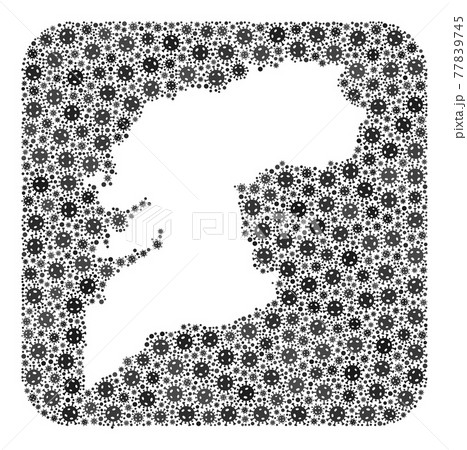Map of Pontevedra Province - SARS Virus Mosaic with Stencil 77839745
