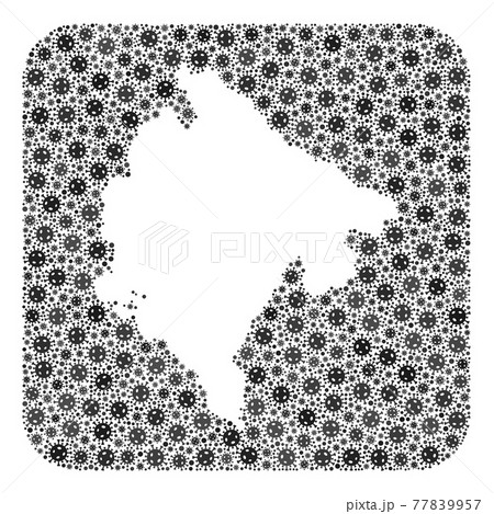 Map of Montenegro - Flu Virus Mosaic with Subtracted Space 77839957