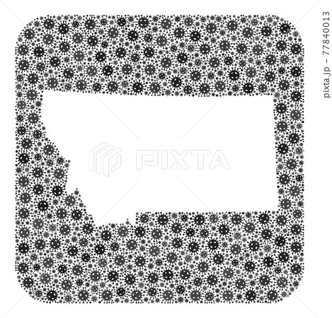 Map of Montana State - Coronavirus Mosaic with Subtracted Space 77840013
