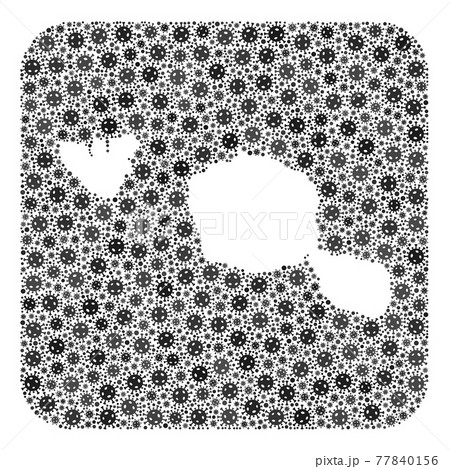 Map of Tahiti and Moorea Islands - SARS Virus Mosaic with Stencil 77840156