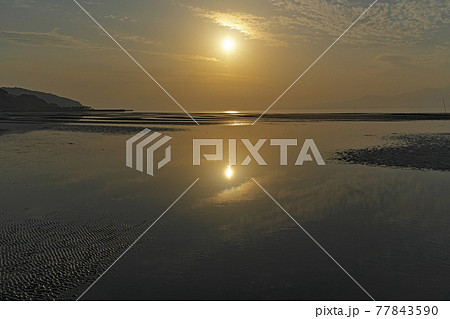 【網田海岸公園の干潟 (夕刻)】 熊本県宇土市下網田町 77843590