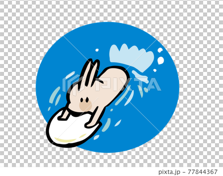 Rabbit swimming on a kickboard Rabbit swimming on a kickboard 77844367