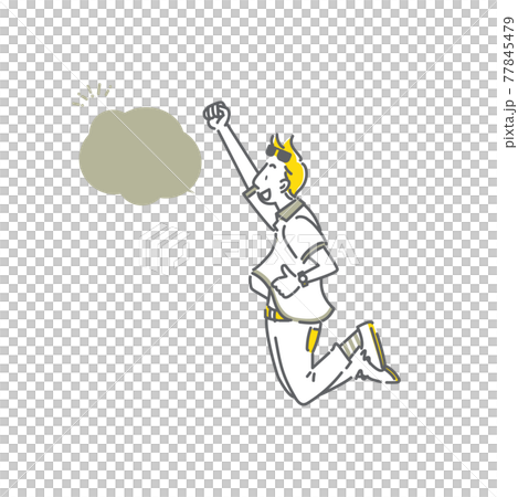 待ちに待った楽しいお出かけ　シンプルでお洒落な線画イラスト 77845479