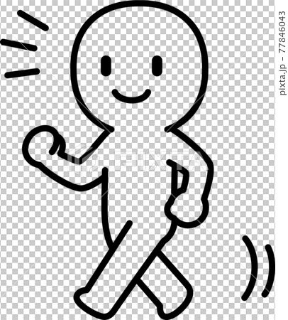 腕を振って歩く人物のデフォルメイラスト 77846043