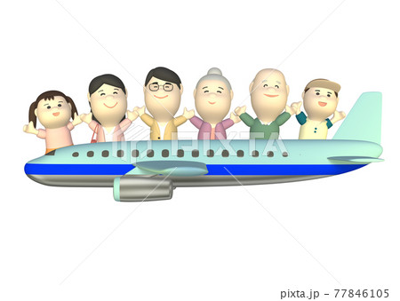 飛行機旅行をする大家族 飛行機旅行をする大家族 77846105