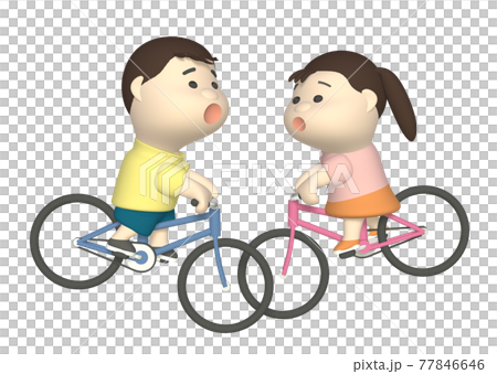 自転車同士ぶつかった男の子と女の子のイラスト素材 77846646 Pixta