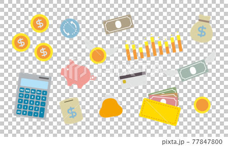 儲蓄付款一組與金錢有關的圖標 儲蓄付款一組與金錢有關的圖標 77847800
