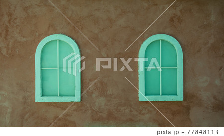 Vintage window on nice color cement wall Vintage window on nice color cement wall 77848113