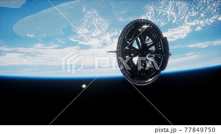 futuristic Space satellite orbiting the earth futuristic Space satellite orbiting the earth 77849750