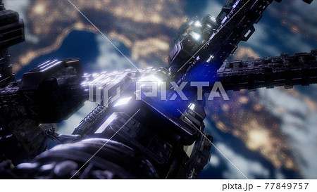 Earth and outer space station iss 77849757