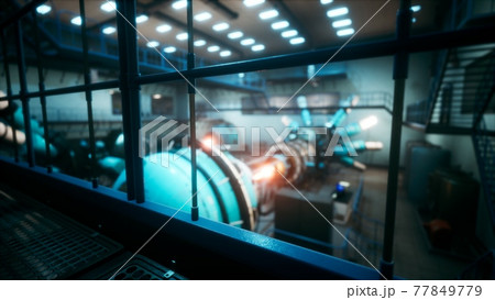 futuristic cyberpunk power plant thermonuclear or nuclear reactor 77849779