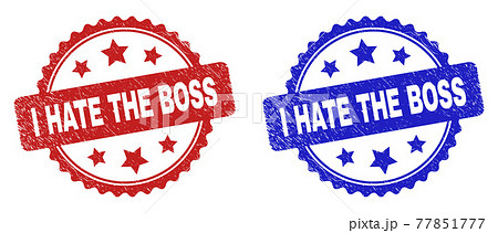 I HATE THE BOSS Rosette Stamps Using Scratched Style 77851777