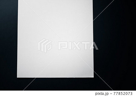 Blank A4 paper, white on black background as office stationery flatlay, luxury branding flat lay and brand identity design for mockup 77852073