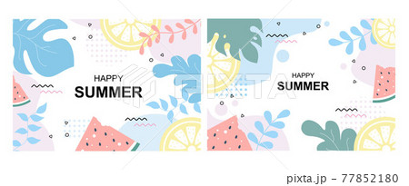 Happy Summer Time in Beach Seaside Vector Illustration for Background, Wallpaper or Banners 77852180