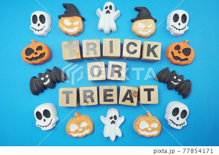 Happy Halloween alphabet letter on Blue background Happy Halloween alphabet letter on Blue background 77854171