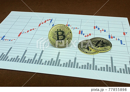 【仮想通貨・ビットコイン・投資などに関する記事のサムネイルに】ビットコインとチャート 77855898