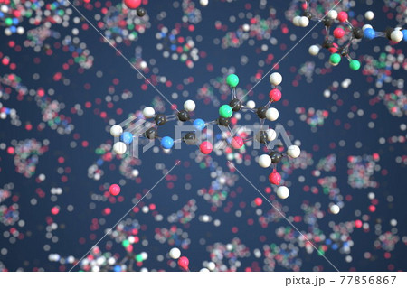 Molecule of Gemcitabine. Molecular model, conceptual 3d rendering 77856867
