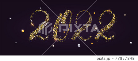 2022. Handwriting numbers with golden dust 77857848