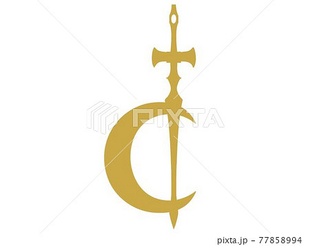 剣と三日月のイラスト素材