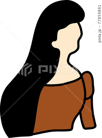 おしゃれな女性のベクターイラスト黒髪のイラスト素材