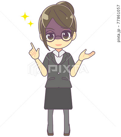 悪だくみをする女性教員のイラスト素材 悪だくみをする女性教員のイラスト素材 77861057
