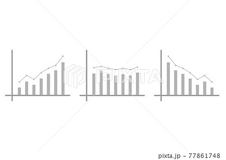 上昇 平坦 下降のグラフ ベクターイラストのイラスト素材