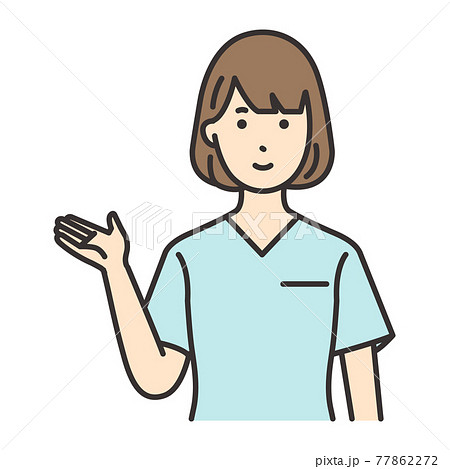 女性　看護師　ポーズ　案内 77862272