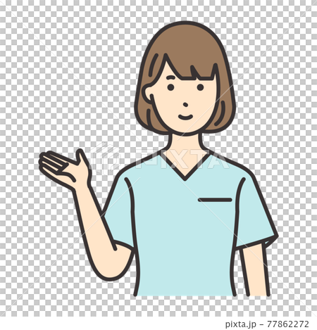 女性　看護師　ポーズ　案内 77862272