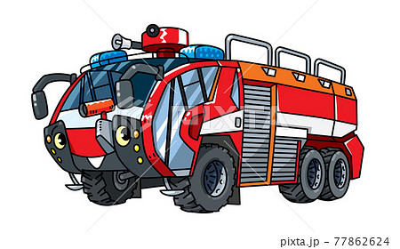 Fire truck or fire engine with eyes. Funny car 77862624