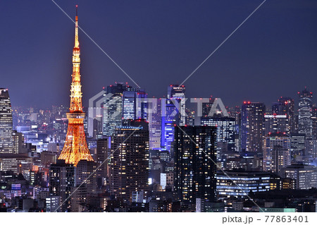 東京タワー　夜景 77863401