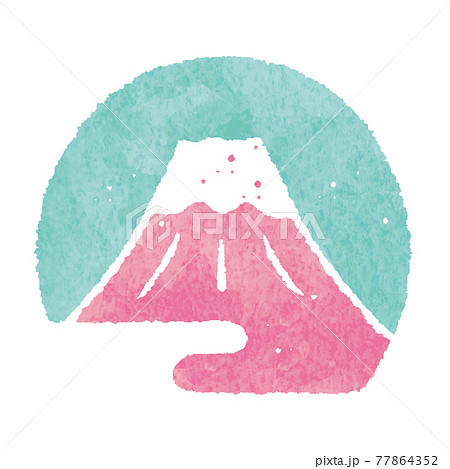 富士山　桃色　スタンプ　ハンコ 77864352