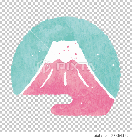 富士山　桃色　スタンプ　ハンコ 77864352