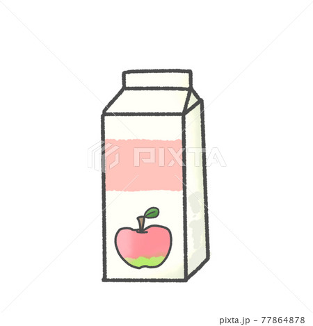 手書き風で可愛い紙パック飲料 りんごジュース のイラスト素材