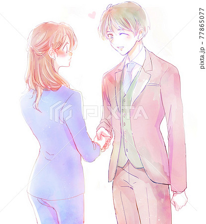 握手する男女 ウインクのイラスト素材 握手する男女 ウインクのイラスト素材