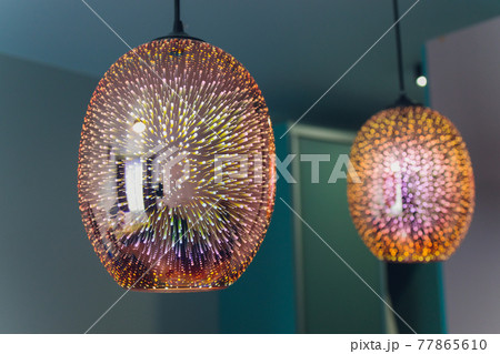 Red Led Interior Or Exterior Lamp For Illumination And Home Or Street Design. Red Lantern Closeup on Black Background. Red Led Interior Or Exterior Lamp For Illumination And Home Or Street Design. Red Lantern Closeup on Black Background. 77865610