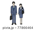 笑顔のリクルートスーツを着た若い男女の全身像 77866464